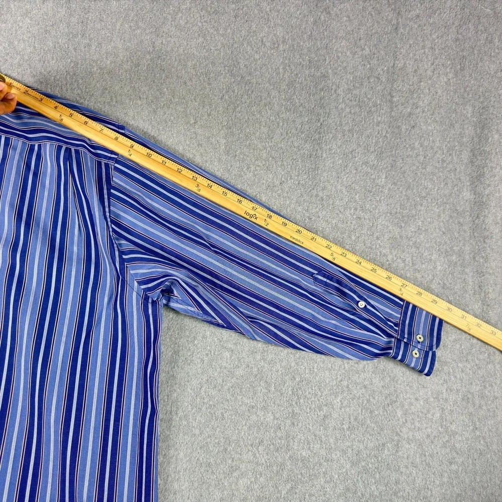 Robert Talbott Carmel Button Down Long Sleeve Striped Shirt Mens XXL‎ Blue